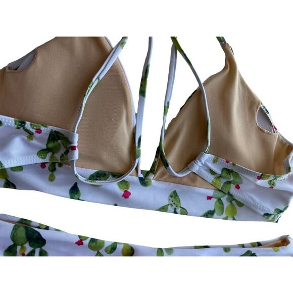 Womens White Cactus Print Bikini Swimsuit Set - Picture 5 of 13